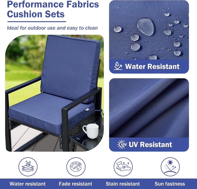 IPYNBAP Outdoor Cushions, Outdoor Chair Cushions 24x24x4 Inch, Cushions for Outdoor Furniture with Removable Cover, Waterproof & Fade Resistant Outdoor Seat Cushions for Patio, Lawn, Navy Blue - Image 4